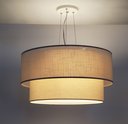 Ver imagem 1 de Luminária de Teto Pendente Cúpula Dupla Linho Pérola 60x25