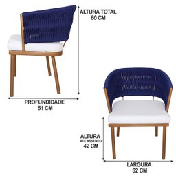 2 Poltronas Califórnia em Corda Náutica, Alumínio com Pintura Bronze e Assento Estofado p/ Recepção - 5