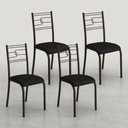 Ver imagem 4 de Kit 4 Cadeiras Paraty Corino Tempest Preto Tubo Marrom Cafe
