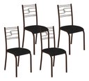 Ver imagem 1 de Kit 4 Cadeiras Paraty Corino Tempest Preto Tubo Marrom Cafe