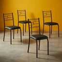 Ver imagem 5 de Kit 4 Cadeiras Paraty Corino Tempest Preto Tubo Marrom Cafe