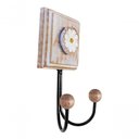 Ver imagem 4 de Kit Banheiro 2 Peças 1 Toalheiro Duplo + 1 Porta Papel Higiênico Artesanal Flor Madeira Cor Branco