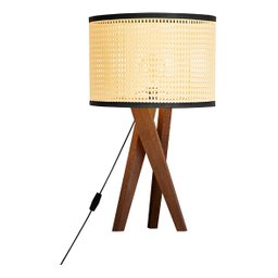 Abajur De Mesa Paris Para Quarto Retro Cúpula Indiana Luxo - Palha/Preto - 2