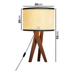Abajur De Mesa Paris Para Quarto Retro Cúpula Indiana Luxo - Palha/Preto - 3