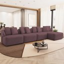 Ver imagem 1 de Sofá 5 Lugares com Chaise Direito Sala Living 328cm Arlo F04 Veludo Lilás - Lyam Decor