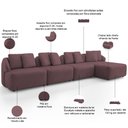 Ver imagem 4 de Sofá 5 Lugares com Chaise Direito Sala Living 334cm Arlo F04 Veludo Lilás Tc-12014 - Lyam Decor