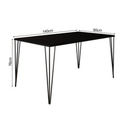 Mesa De Jantar Retangular Tampo De Madeira 140X80Cm Preto - 2