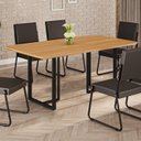 Ver imagem 2 de Mesa para Sala de Jantar Retangular 160x90cm MDF Lunna Marrom/Preto Fosco/Proa