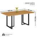 Ver imagem 3 de Mesa para Sala de Jantar Retangular 160x90cm MDF Lunna Marrom/Preto Fosco/Proa