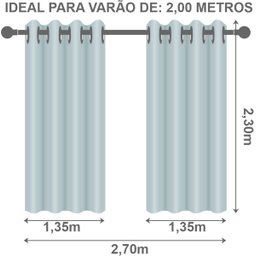 Cortina Dual Forro Microfibra com Voil Xadrez 2,70 M X 2,30 M Cinza - 6