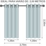 Cortina Dual Forro Microfibra com Voil Xadrez 2,70 M X 2,30 M Cinza - 6