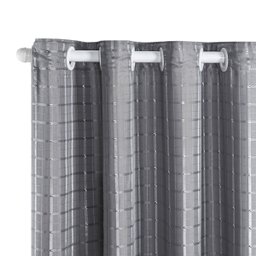 Cortina Dual Forro Microfibra com Voil Xadrez 2,70 M X 2,30 M Cinza - 3