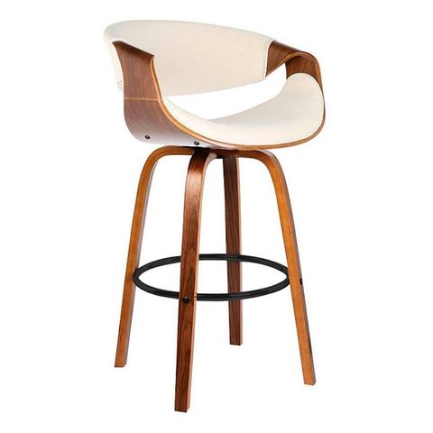 Banqueta Nicole Base Madeira Linho-Rivatti - Creme