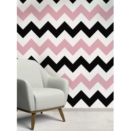 Papel de Parede Chevron Mod - 138 Preto e Rosa-60x300cm - 1
