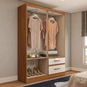 Ver imagem 2 de Guarda-roupa Solteiro Boulevard 4 Portas 2 Gavetas Off White/nogueira - Panorama Móveis