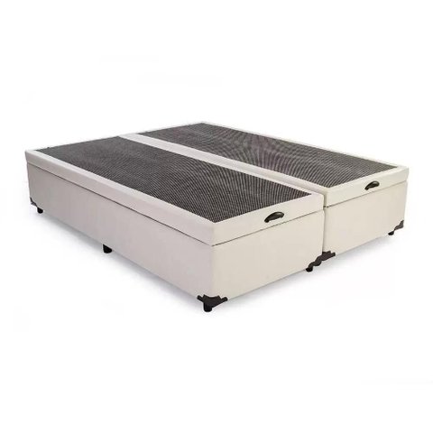Cama Báu Box Base Casal Bipartido Sintético Bege. Blindado