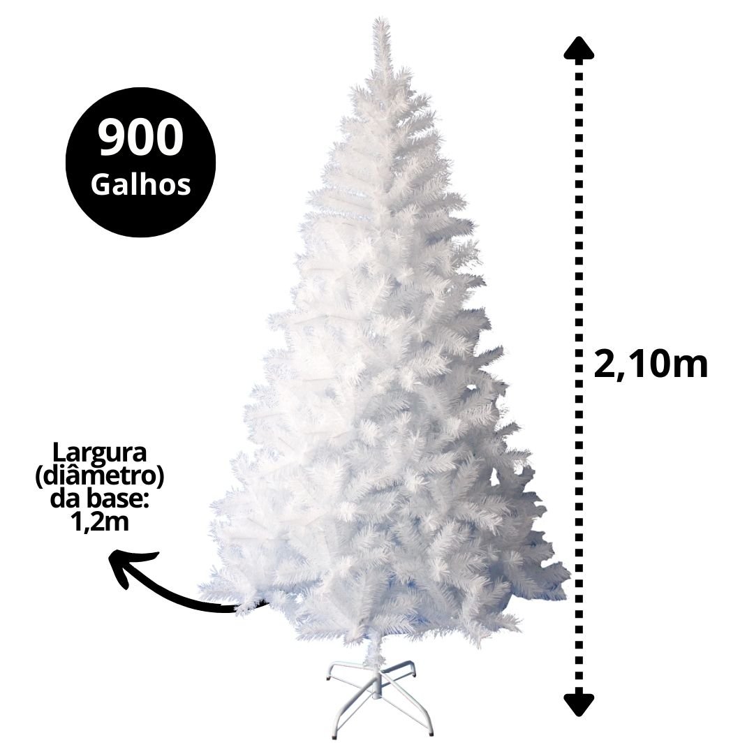 Árvore de Natal Pinheiro Suíço Branco Luxo Premium 900 Galhos 2,10m - Master Christmas - 3