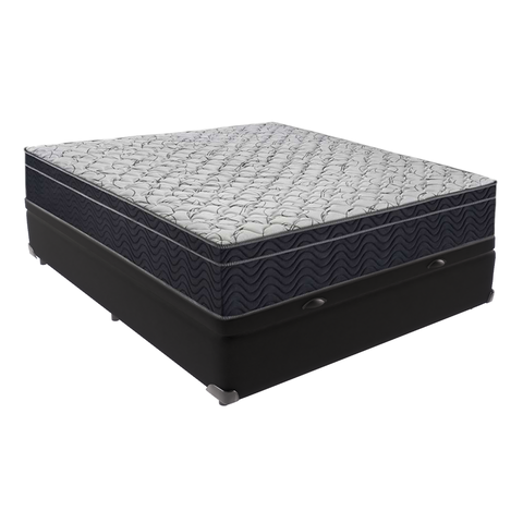 Cama Box Baú Preto Casal Extra Firme Airtech D45 Ortobom