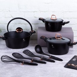 Jogo de Panelas 10 Peças Black Rose Gold Berlinger Haus Cozinha Qualidade Design Moderno - 7