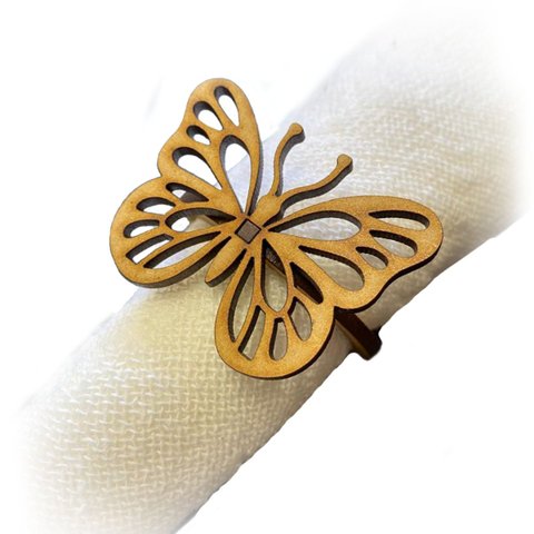 12 Argolas Porta Guardanapos Anel Borboleta Vazada em Mdf