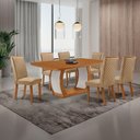 Ver imagem 1 de Mesa de Jantar Milena 6 Lugares Retangular MDF 180cm Amadeirado Moderna
