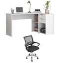 Ver imagem 1 de Conjunto 2 Peças com Mesa Escritório em L Nt 2060 e Cadeira de Diretor Tok Branco Preto