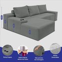 Ver imagem 3 de Sofá Modular Evo de 3 Lugares com Chaise Esq Evo. Two 2,70m Boost Tech em Velourê Cama Inbox Cinza