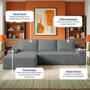 Ver imagem 4 de Sofá Modular Evo de 3 Lugares com Chaise Esq Evo. Two 2,70m Boost Tech em Velourê Cama Inbox Cinza