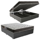 Ver imagem 1 de Cama Box Baú Queen Colchão Mola Ensacada Belos Sonhos + Box Suede 71x158x198 Cinza