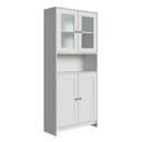 Ver imagem 7 de Conjunto Modulado 2 Armários para Cozinha Porta de Vidro 2 Balcões Multiuso Americano Branco/Gelo