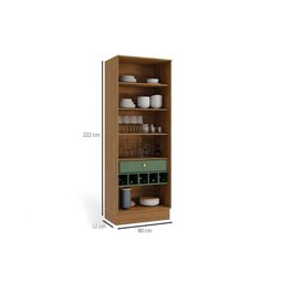 Paneleiro de Cozinha Modulado Botanic M628 C/ 2 Portas Vidro e 1 Gaveta 50cm Nogueira/fendi - 4