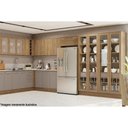 Ver imagem 3 de Paneleiro de Cozinha Modulado Botanic M628 C/ 2 Portas Vidro e 1 Gaveta 50cm Nogueira/fendi