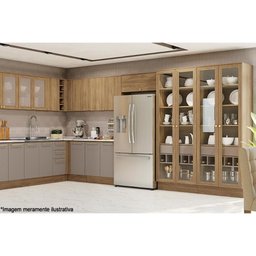 Paneleiro de Cozinha Modulado Botanic M628 C/ 2 Portas Vidro e 1 Gaveta 50cm Nogueira/fendi - 3