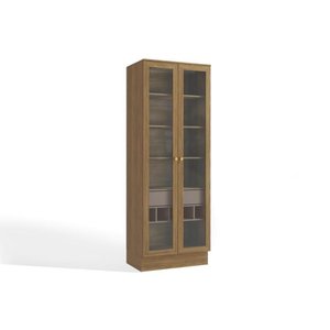 Paneleiro de Cozinha Modulado Botanic M628 C/ 2 Portas Vidro e 1 Gaveta 50cm Nogueira/fendi