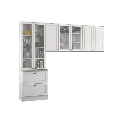 Cozinha Modulada Henn Americana 3 Peças (2 Armários + 1 Paneleiro) Cpt10 Branco