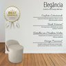 Puff Orgânico Redondo com Encosto Luxo Composé Corino e Suede para Sala e Recepção:bege - 2