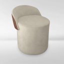 Ver imagem 3 de Puff Orgânico Redondo com Encosto Luxo Composé Corino e Suede para Sala e Recepção:bege