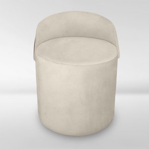 Puff Orgânico Redondo com Encosto Luxo Composé Corino e Suede para Sala e Recepção:bege