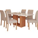 Ver imagem 2 de Sala de Jantar Ariela 180cm com 6 Cadeira Juliana Marrom/Cinamomo/Off/Mad/Linho Bege