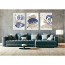 Ver imagem 3 de kit com 3 Quadros Decorativos Abstratos com Moldura e Vidro para Sala Quarto Escritório e Clínica 52
