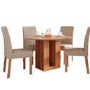 Ver imagem 2 de Sala de Jantar Ariela 109cm sem Vidro com 4 Cadeiras Clarice Marrom/Cinamomo/Madeira/Linho Bege
