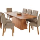 Ver imagem 2 de Sala de Jantar Helena 210cm sem Vidro com 8 Cadeiras Fernanda Marrom/Cinamomo/Madeira/Linho Bege