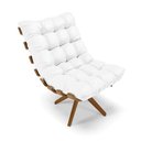 Ver imagem 3 de Kit 01 Poltrona e 01 Puff Giratório Costela Corino Branco Base Madeira MA25 - D’Rossi
