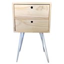 Ver imagem 3 de Mesa Lateral de Ferro e Madeira Industrial HairPin Dual Gaveteiro Natural e Branco