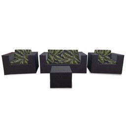 Conjunto Bora Bora Escuro - 1 Sofá 2 Lugares + 2 Poltronas + 1 Mesa de Centro - Moorea - 1