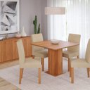 Ver imagem 1 de Sala de Jantar Sophia 95x95cm sem Vidro com 04 Cadeiras Maia Marrom/Cinamomo/Gengibre