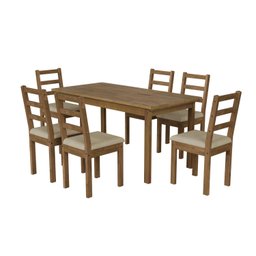 Conjunto para Jardim Madeira Maciça 160x80cm 1 Mesa 6 Cadeiras Assento Estofado Itália - 2