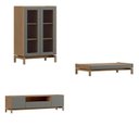 Ver imagem 2 de Kit 3 Peças Rack, Cristaleira 2 P de Vidro e Mesa de Centro C/ Gaveta Madeira Maciça - Linha Barcelona