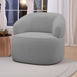 Kit 02 Poltronas Orgânicas Giratória Living Glee Bouclê Cinza - Desk Design - 2
