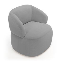 Kit 02 Poltronas Orgânicas Giratória Living Glee Bouclê Cinza - Desk Design - 5